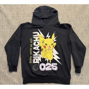Pokemon Pikachu Black Hoodie 2023 License Gotta Catch Em All! 025 12-13 Years Sz